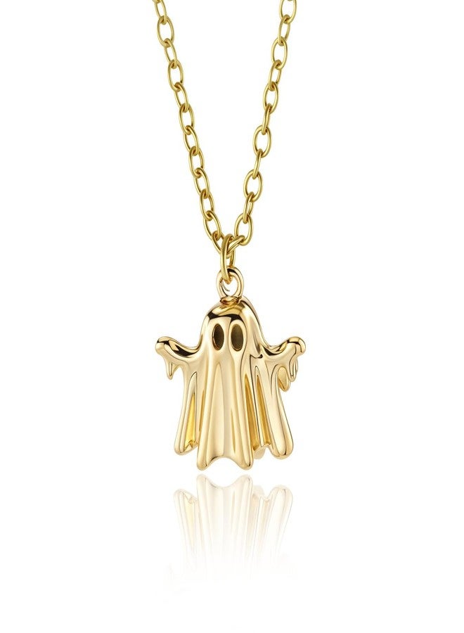 MANZHEN Halloween Gothic Bat Ghost Necklace Spooky Holiday Jewelry Gothic Dresses for Women (Ghost Necklace) - Image 1