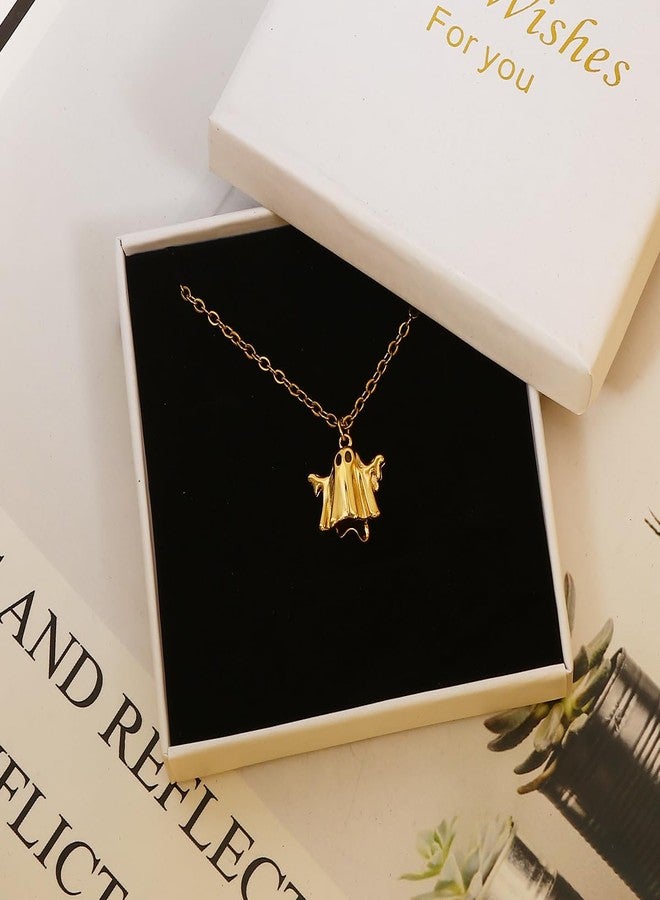 MANZHEN Halloween Gothic Bat Ghost Necklace Spooky Holiday Jewelry Gothic Dresses for Women (Ghost Necklace) - Image 4