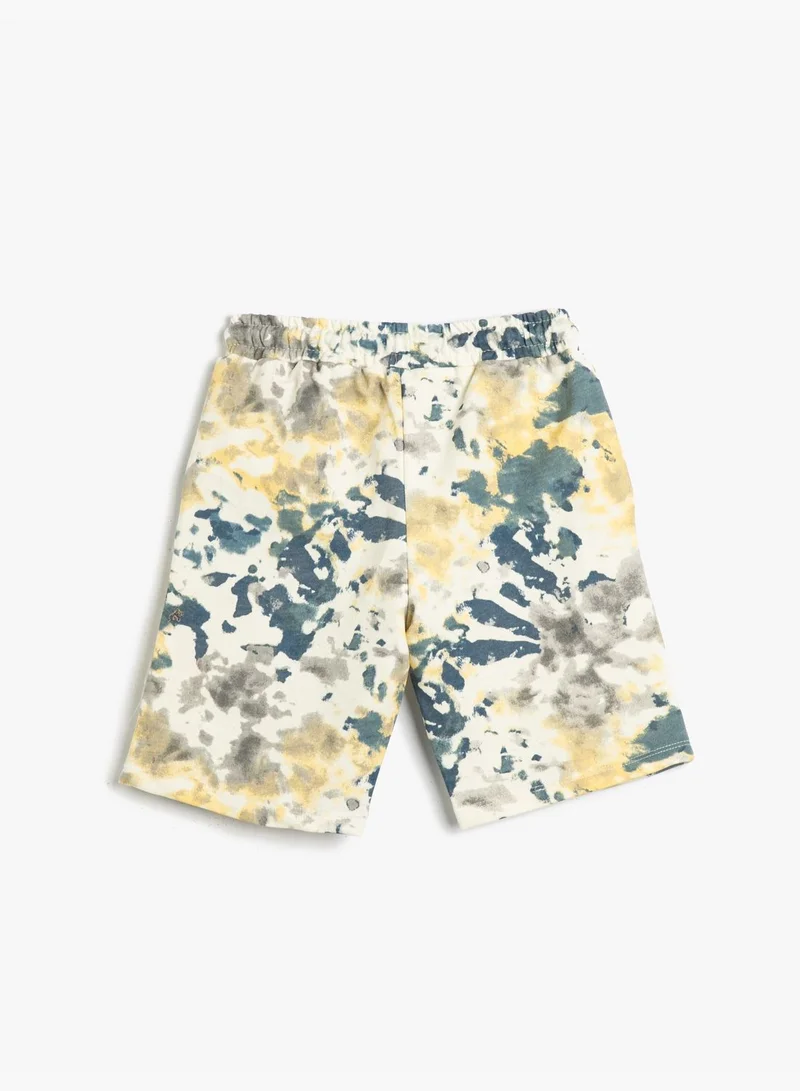 كوتون Shorts Tie-Dye Printed Drawstring Pockets Cotton