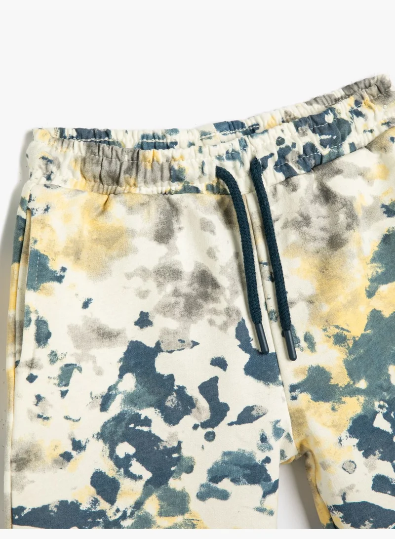 كوتون Shorts Tie-Dye Printed Drawstring Pockets Cotton