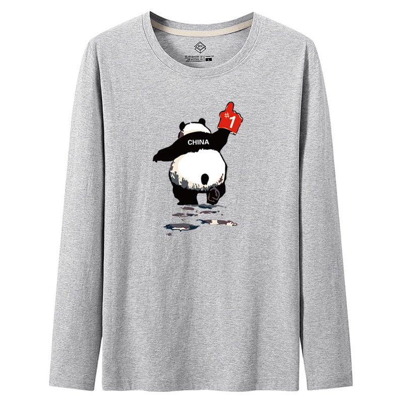 Autumn long-sleeved T-shirt in stock round neck straight casual youth Youth Student men's cotton men's long-sleeved men's T-shirt - Image 3