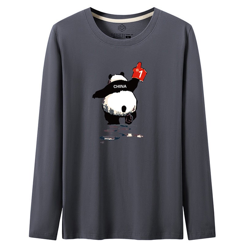 Autumn long-sleeved T-shirt in stock round neck straight casual youth Youth Student men's cotton men's long-sleeved men's T-shirt - Image 5
