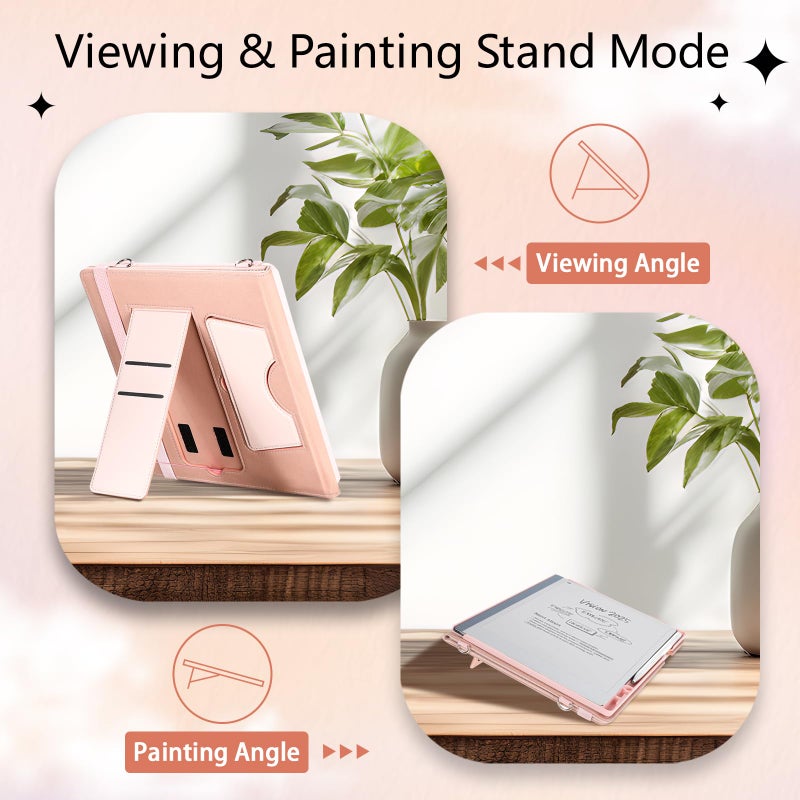 E NET-CASE Case for Remarkable 2 Paper Tablet - Business Design Protective Stand Cover with Pen Holder/Hand Strap/Carrying Shoulder Strap & Auto Sleep/Wake for 10.3" 2020 Released (Pink) - Image 2