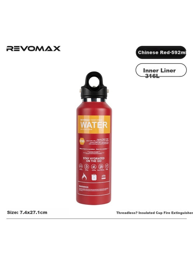 RevoMax زجاجة ماء معزولة ريفوماكس للرجال والنساء كأس رياضي ثلجي 316 من الفولاذ المقاوم للصدأ زجاجة ماء كأس تبريد 592 مل - أحمر صيني - Image 2