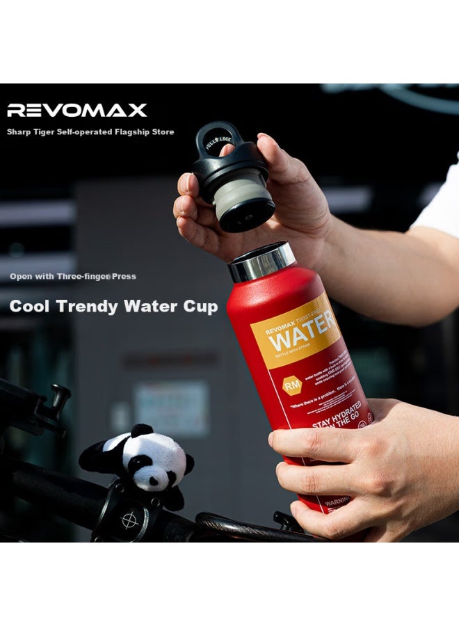RevoMax زجاجة ماء معزولة ريفوماكس للرجال والنساء كأس رياضي ثلجي 316 من الفولاذ المقاوم للصدأ زجاجة ماء كأس تبريد 592 مل - أحمر صيني - Image 3
