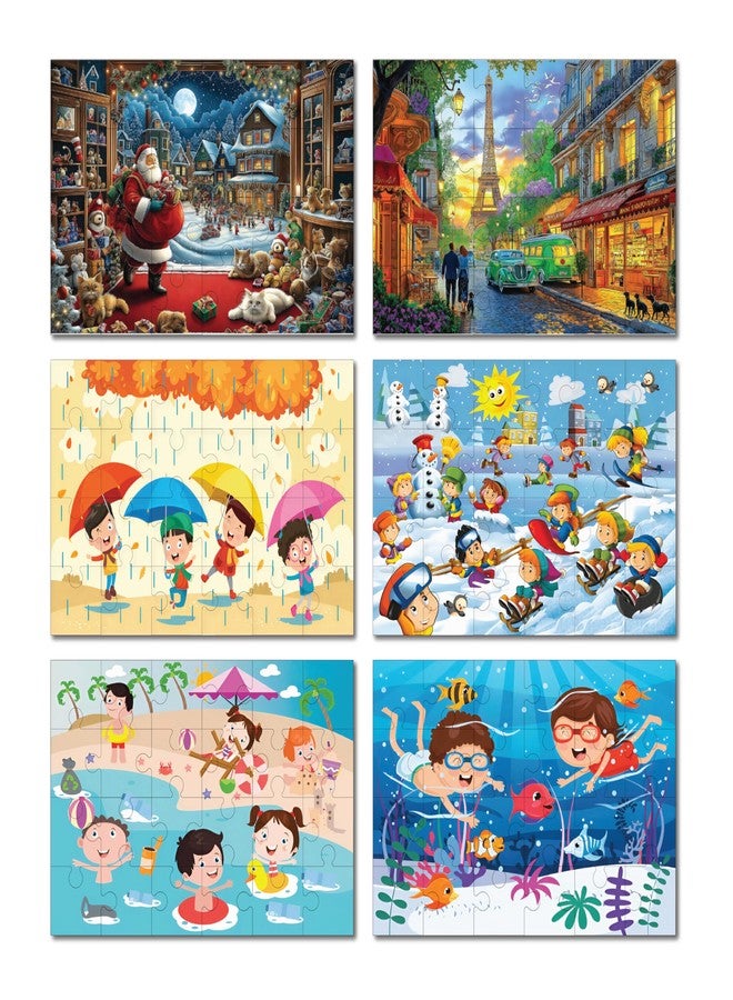 Khilonewale Wooden Jigsaw Puzzle Set for Kids, 24 Pieces Each, 20×30 cm for Kids - Combo of 6 Educational Puzzles for 3+ Years Kids Gifts for Boys,Girls Puzzle Game (Winter Holiday Puzzles) - Image 1