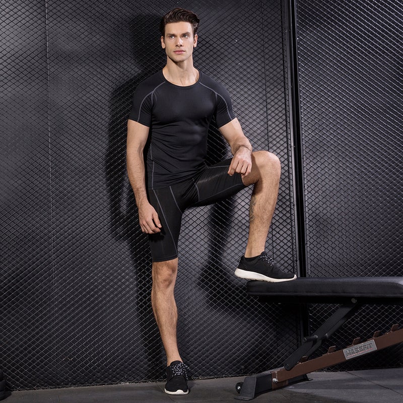 Pack of 3 Men Short Sleeve Shirt Quick Dry Running Fitness Athletic Workout T-Shirt Baselayer Top - Image 2