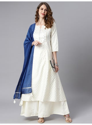 Miss Noor Indian White Ethenic Kaashni Kurta With blue Palazzo And Dupatta - pzsku/Z58B6D8483FF73DD741E7Z/45/1748946384/1059ba17-1214-4785-b7b3-88f3118c4179