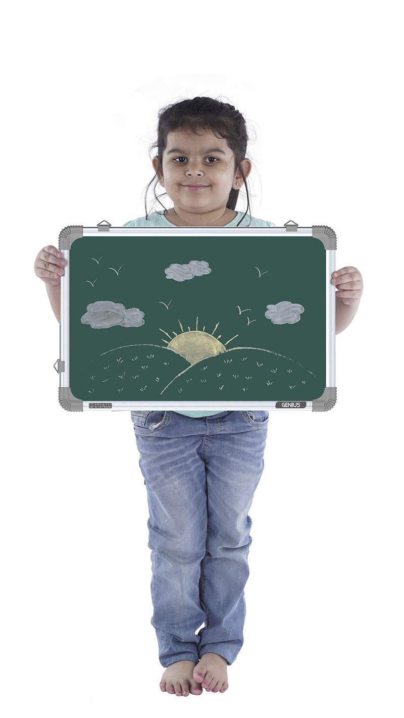 Pragati Systems Genius Melamine (Non-Magnetic) Chalkboard for Kids & Home with Lightweight Aluminium Frame | Portable & Featherlight Chalk Writing Board | Extra Small Size 1x1.5 Feet (Pack of 1) - Image 3