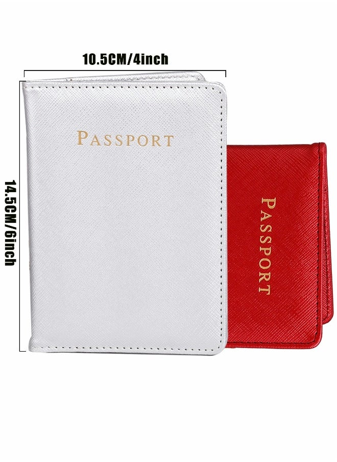 Generic 2Pack Bridal Passport Covers Holder Leather and Credit Card Combo Protector Case Travel Accessories for Women Men Red White  - Image 5