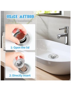 Excefore Bathroom Sink Stopper and Sink Drain Strainer 2 in 1 Catches Hair and Debris Suitable for 1.34~1.46'' Drainage Holes, Sink Drain Stopper Easy to Install Say Goodbye to Clogged Drain, Silver  - Image 3