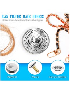 Excefore Bathroom Sink Stopper and Sink Drain Strainer 2 in 1 Catches Hair and Debris Suitable for 1.34~1.46'' Drainage Holes, Sink Drain Stopper Easy to Install Say Goodbye to Clogged Drain, Silver  - Image 5
