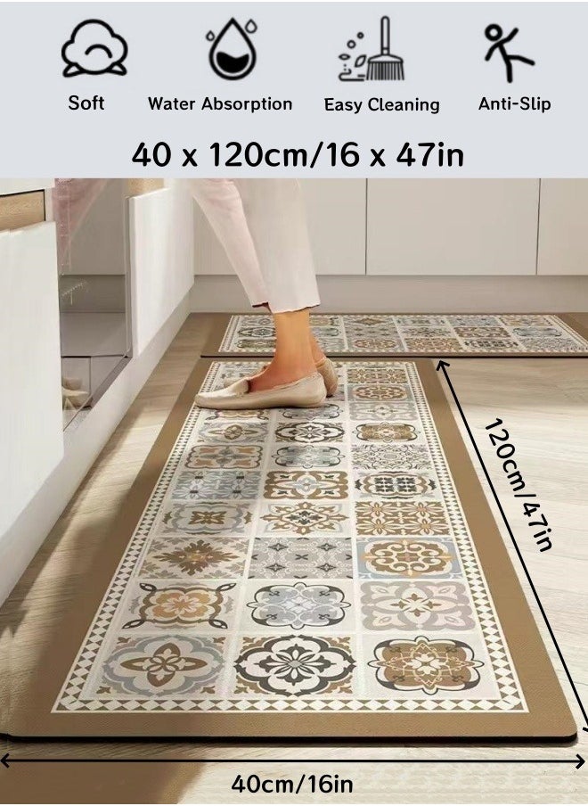 Generic Kitchen Mat, 40 x 120cm/16 x 47in Kitchen Rug Mat Non-Slip Hallway Floor Runner Mat Quick Drying Kitchen Standing Mat Easy Cleaning Front of Sink Mat for Kitchen Laundry Sink Bathroom Office  - Image 1