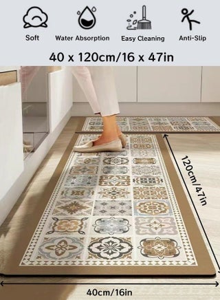 Kitchen Mat, 40 x 120cm/16 x 47in Kitchen Rug Mat Non-Slip Hallway Floor Runner Mat Quick Drying Kitchen Standing Mat Easy Cleaning Front of Sink Mat for Kitchen Laundry Sink Bathroom Office