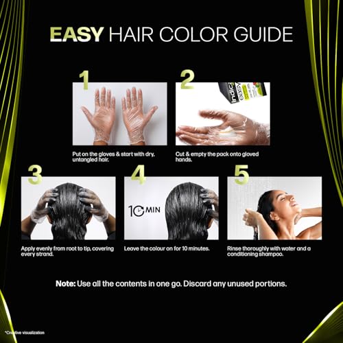 Indica Easy Do-It-Yourself 10 Minutes Hair Color Shampoo with 5 Herbal Extracts and 100% Ammonia Free, Long Lasting Formula, (12.5g + 12.5ml) - Natural Black Colour (Gloves Included) - Image 4