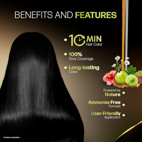Indica Easy Do-It-Yourself 10 Minutes Hair Color Shampoo with 5 Herbal Extracts and 100% Ammonia Free, Long Lasting Formula, (12.5g + 12.5ml) - Natural Black Colour (Gloves Included) - Image 3