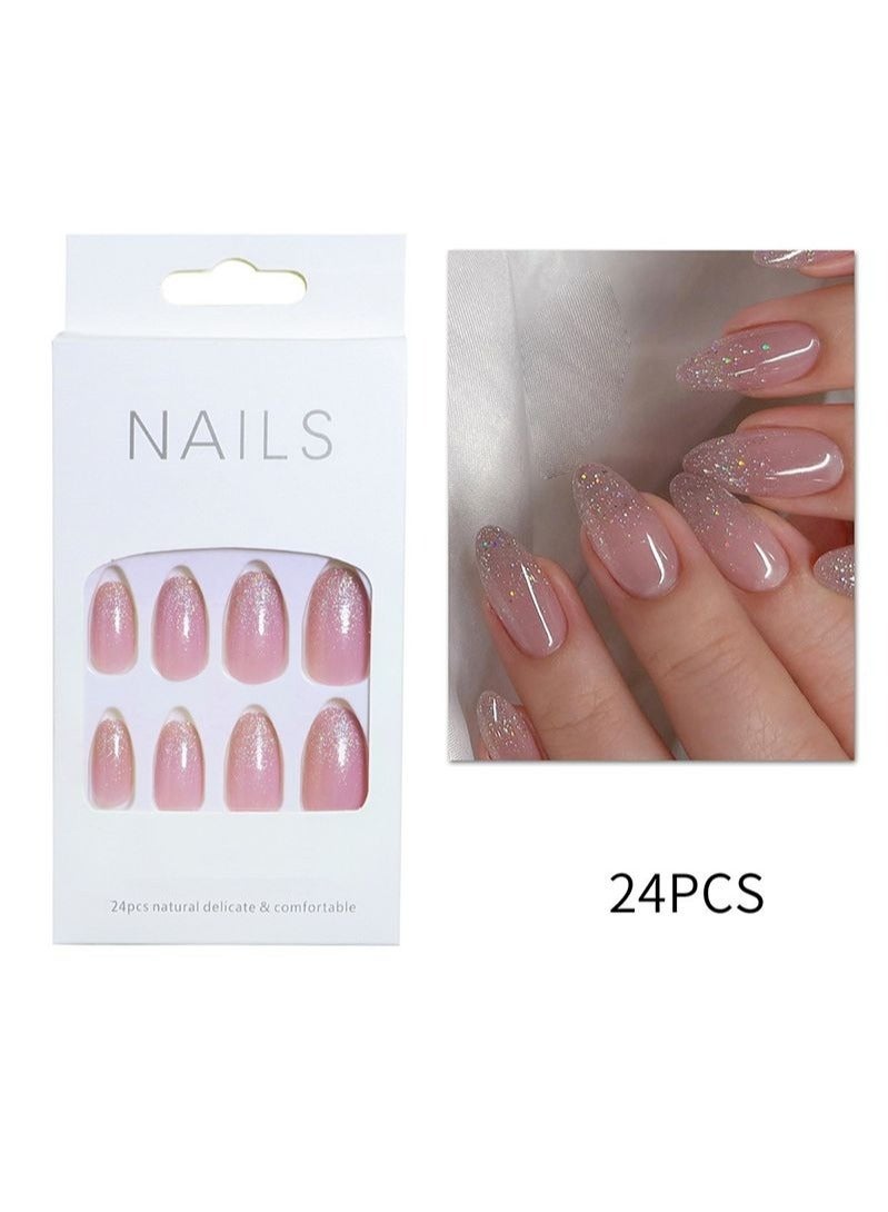 Sequin Gradient Mid-length Press on Nails 24Pcs - Image 4
