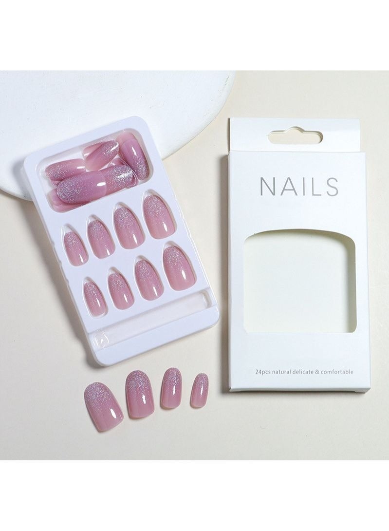 Sequin Gradient Mid-length Press on Nails 24Pcs - Image 3