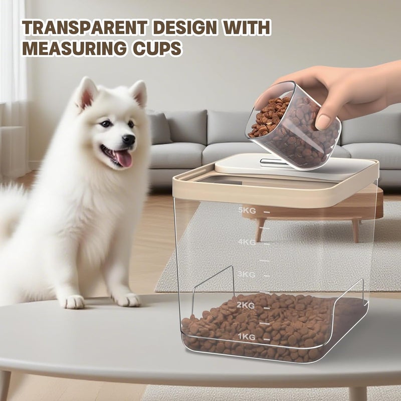 KASTWAVE 1Pack Dog Food Storage Container, Stackable Pet Food Storage Containers with Lids for Dog Cat, Leak-Proof, Holds 5kg Each Birds Feed/Food Container with Measuring Cups for Dog Cat Food, Snacks - Image 3