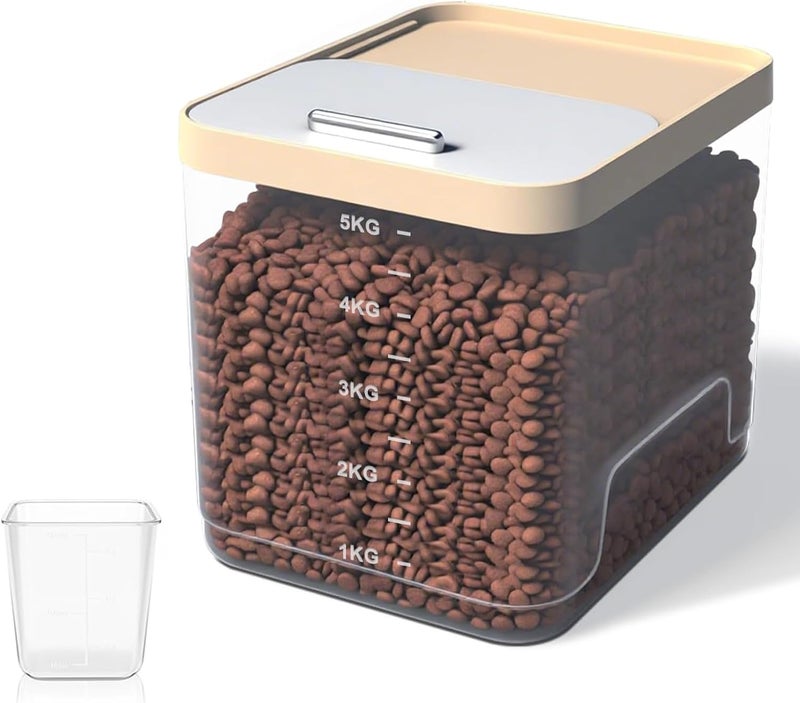 KASTWAVE 1Pack Dog Food Storage Container, Stackable Pet Food Storage Containers with Lids for Dog Cat, Leak-Proof, Holds 5kg Each Birds Feed/Food Container with Measuring Cups for Dog Cat Food, Snacks - Image 1