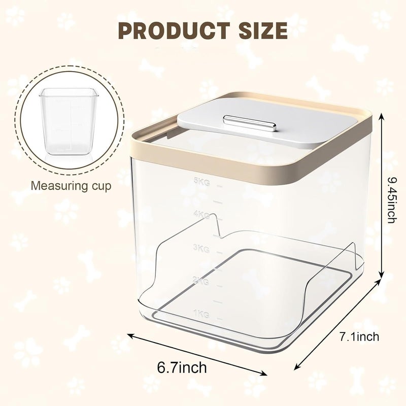 KASTWAVE 1Pack Dog Food Storage Container, Stackable Pet Food Storage Containers with Lids for Dog Cat, Leak-Proof, Holds 5kg Each Birds Feed/Food Container with Measuring Cups for Dog Cat Food, Snacks - Image 4
