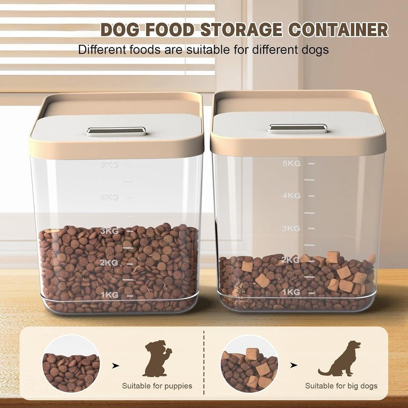 KASTWAVE 1Pack Dog Food Storage Container, Stackable Pet Food Storage Containers with Lids for Dog Cat, Leak-Proof, Holds 5kg Each Birds Feed/Food Container with Measuring Cups for Dog Cat Food, Snacks - Image 2