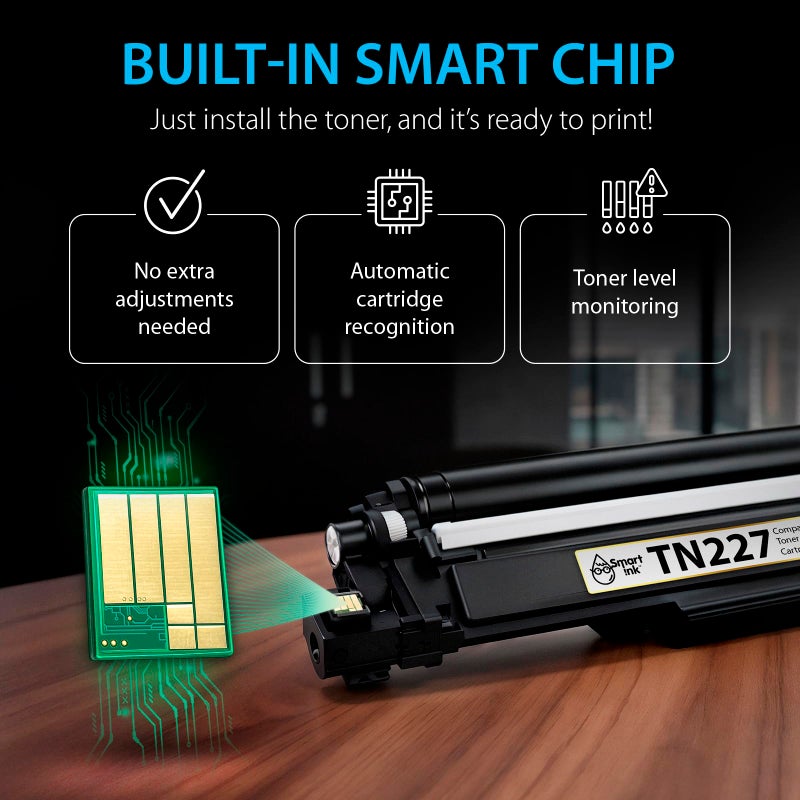 Smart Ink Compatible TN227 High Yield Toner Cartridge 5 Pack (2BK/C/M/Y) Replacement for Brother TN-227 TN-223 TN223bk TN227bk to use with MFC-L3770CDW HL-L3290CDW HL-L3270CDW MFC-L3710CW HL-L3210CW - Image 4
