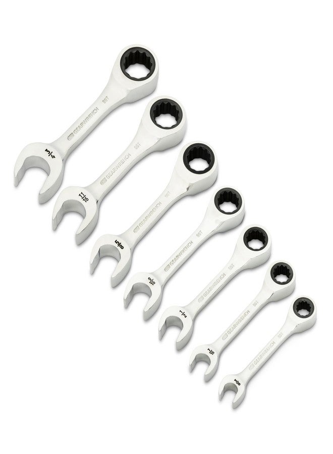 GEARWRENCH 7 Piece 90-Tooth 12 Point Stubby Combination Ratcheting Wrench, SAE | 86858 - Image 2