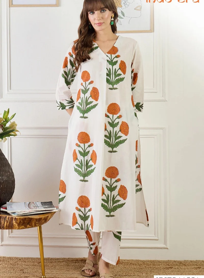 أميا Floral Printed Cotton Kurta With Trousers Collection