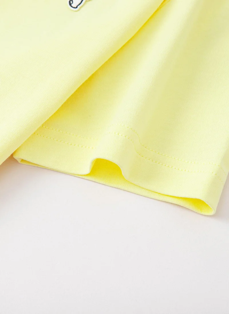 Balabala Yellow Kids Unisex Round v-neck short-sleeved T-shirt  | Best Price UAE