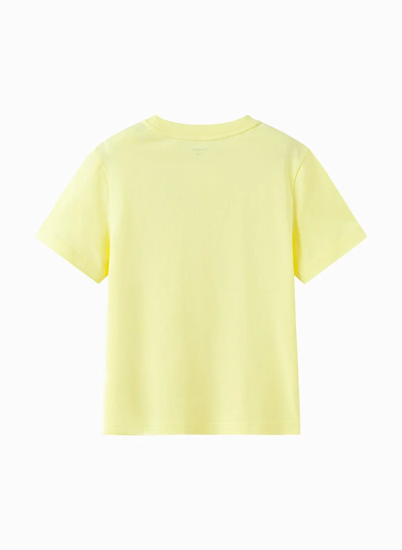 Balabala Yellow Kids Unisex Round v-neck short-sleeved T-shirt  | Best Price UAE