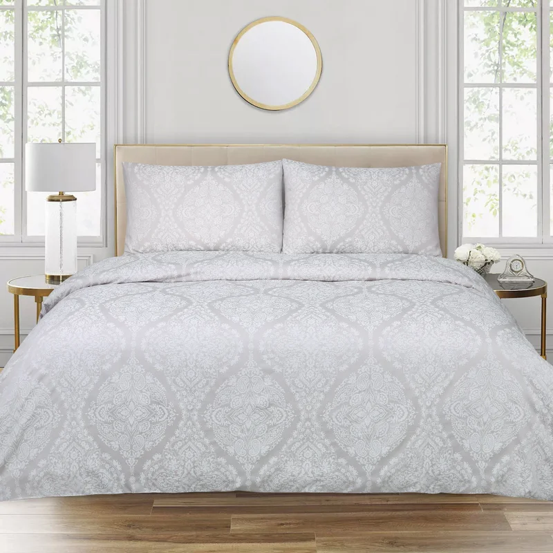 DWELL CYNTHIA JACQUARD 4PC DUVET COVER SET - GREY