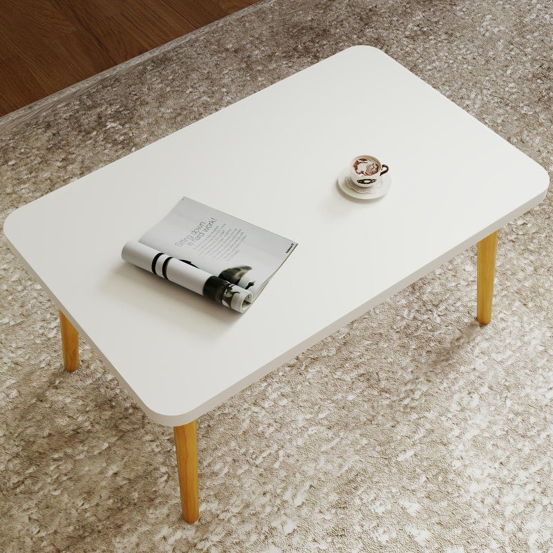 Funecy Coffee Table Low Table with Solid Wood Sturdy Legs, Floor Table Desk for Sitting on The Floor, Storage and Living Room Furniture (White-Square) - Image 5