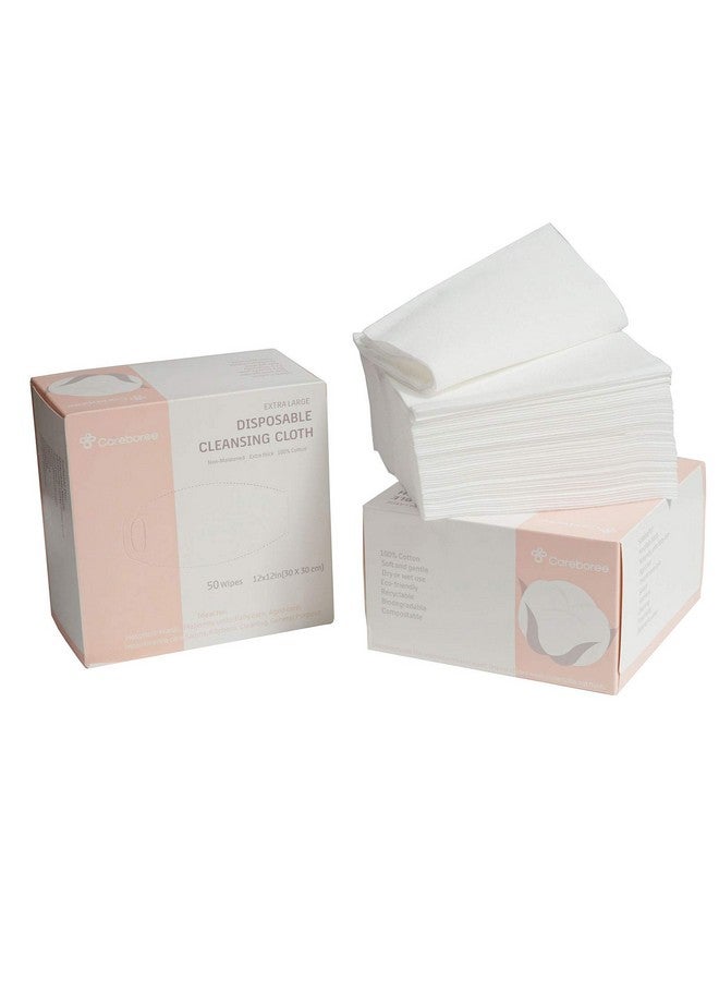 careboree Extra Large Thick 100% Us Cotton Premium Facial Cleansing Wipes 2 Pack Dry Wipes Makeup Remover Cloth Lint Free Clean Towels Xl Nonmoistened Disposable Face Towel 12X12 - Image 1