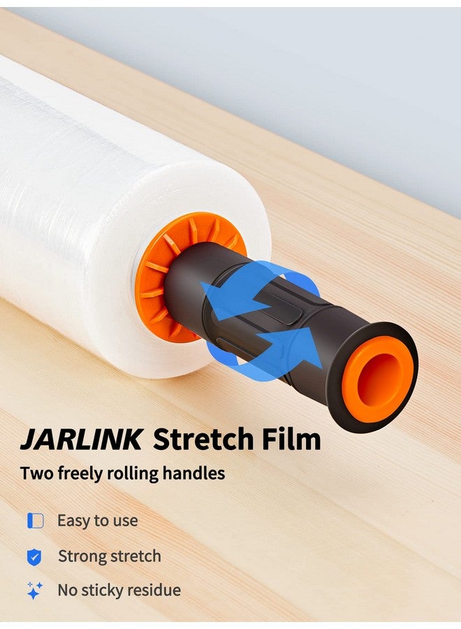 JARLINK 2 Pack Stretch Film 15 X 1000Ft Shrink Wrap For Pallet Wrap Industrial Strength Stretch Up To 650% Stretch With Handles Self Adhering Packaging Heavy Duty Film For Moving 68 Gauge Clear - Image 5