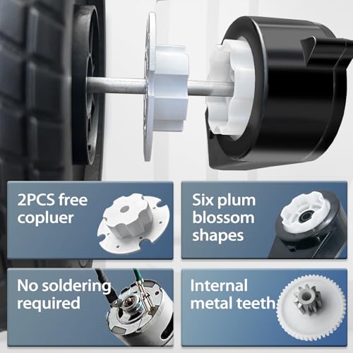 JRRXM 2PCS 24V RS555 35000RPM HighSpeed Steel Gears Motor Gearbox for Power Wheels Kids Ride on Car Motor Upgrade18V24V Motor Conversion KitCoupler for Power Wheels Rubber Tire Upgrade Replacement Parts - Image 5