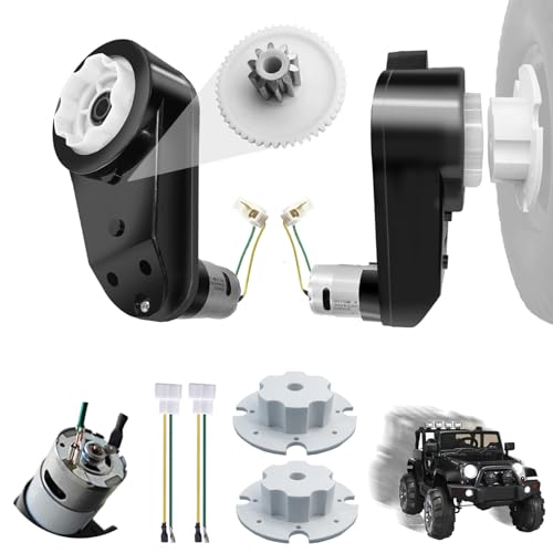 JRRXM 2PCS 24V RS555 35000RPM HighSpeed Steel Gears Motor Gearbox for Power Wheels Kids Ride on Car Motor Upgrade18V24V Motor Conversion KitCoupler for Power Wheels Rubber Tire Upgrade Replacement Parts - Image 1