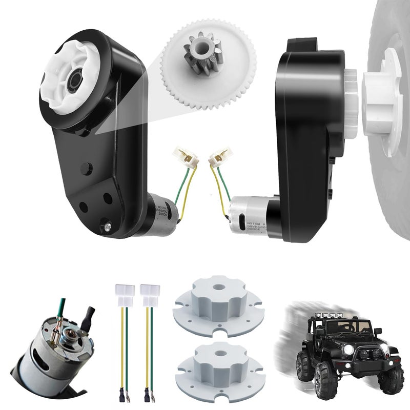 JRRXM 2PCS 24V RS555 35000RPM HighSpeed Steel Gears Motor Gearbox for Power Wheels Kids Ride on Car Motor Upgrade18V24V Motor Conversion KitCoupler for Power Wheels Rubber Tire Upgrade Replacement Parts - Image 2