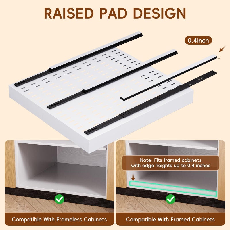 OneDream 2 Pack Pull Out Cabinet Organizer, 21" Deep Slide Out Drawers for Kitchen Cabinets, No Drill Adhesive Pull Out Drawers for Cabinets, Roll Out Shelves Adjustable Width 12.05"-20.4" - Image 4