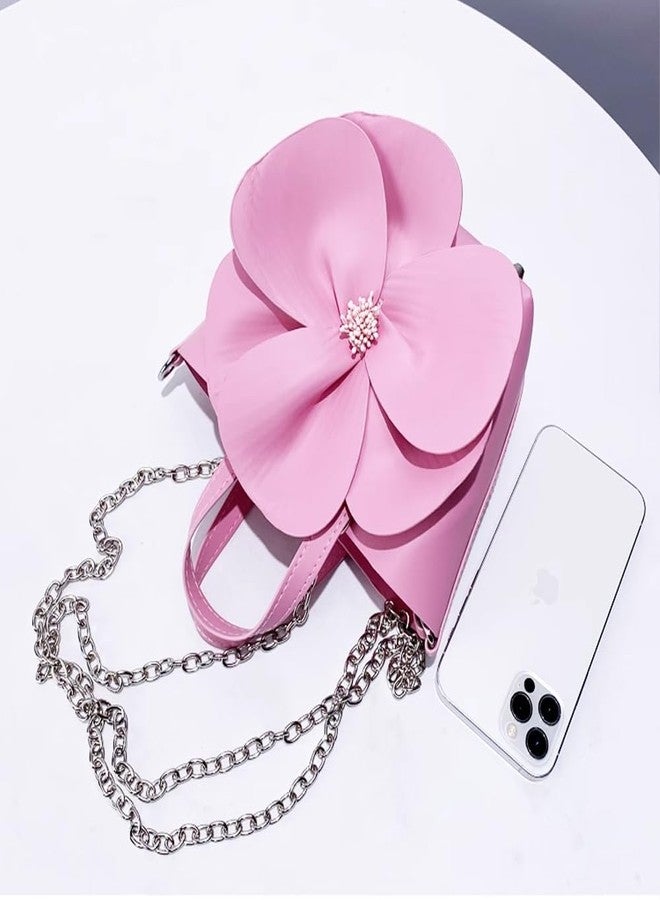 CUXVA Mini Flower Evening Purse Bridal Clutch for Wedding PU Leather Evening Handbag with Chain Wedding Party Prom Crossbody Purses - Image 4