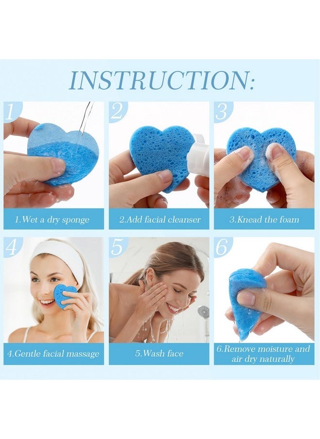 Sieral 120 Pcs Compressed Facial Sponges With Container Face Sponge Disposable Sponge Pads For Washing Face Cleansing Exfoliating Esthetician Makeup Removal(Dark Blue, Heart)  - Image 5