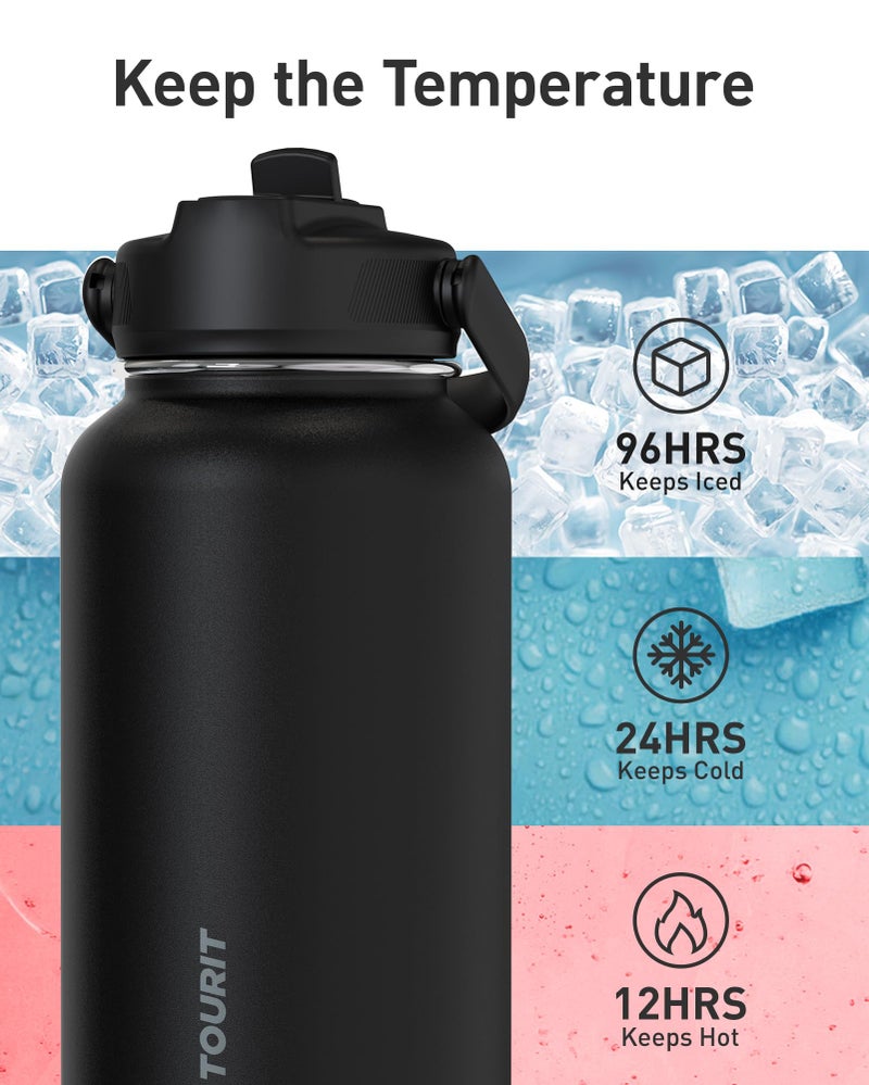 TOURIT 24 oz Insulated Water Bottle, Stainless Steel Water Bottles With Straw, Double Wall Vacuum Insulation for Cold and Hot Drinks, Leak Proof BPA Free Water Flask for Sports and Travel, Black - Image 4