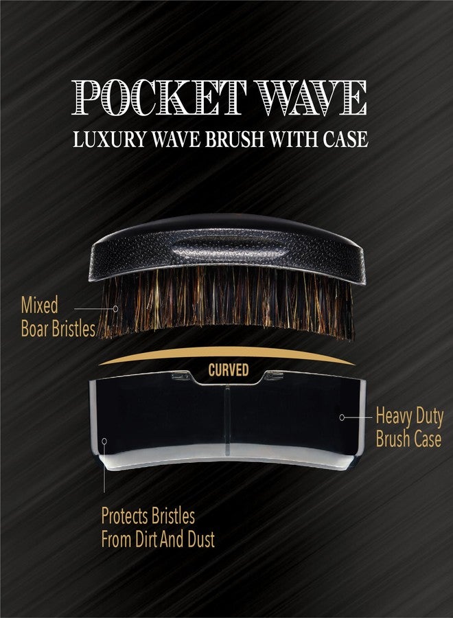 Red by Kiss Premium Pocket Wave Bow Wow Curved Palm Brush - Boar Bristles for 360 Waves, Curved Design for Precision Control, Ideal for Coarse, Curly, Short Hair & Fades (Medium) - Image 2