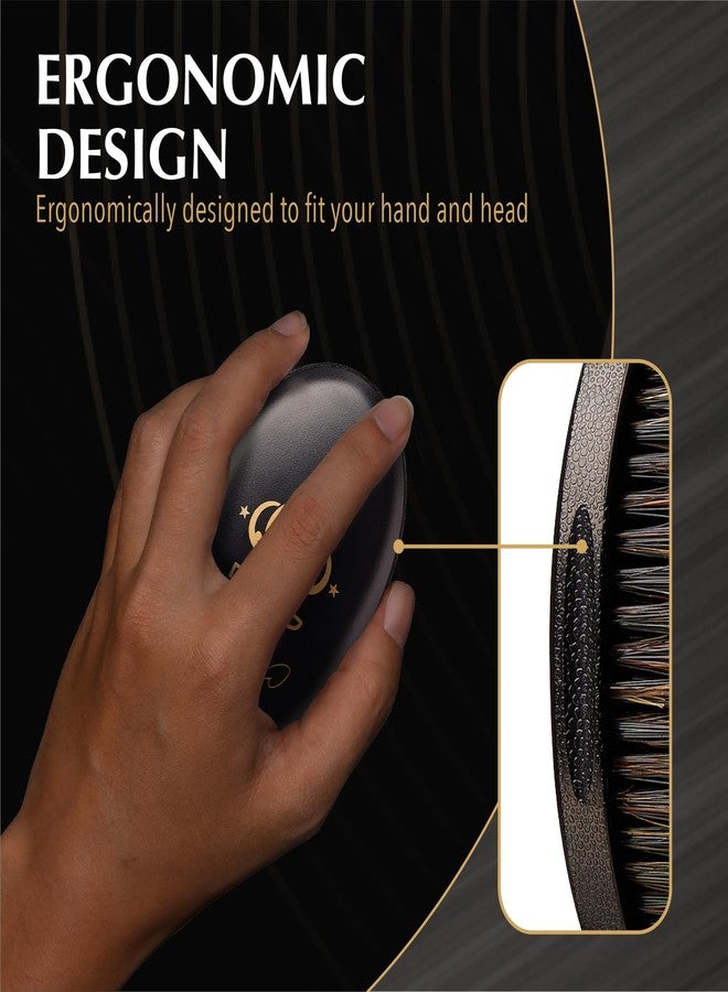 Red by Kiss Premium Pocket Wave Bow Wow Curved Palm Brush - Boar Bristles for 360 Waves, Curved Design for Precision Control, Ideal for Coarse, Curly, Short Hair & Fades (Medium) - Image 5