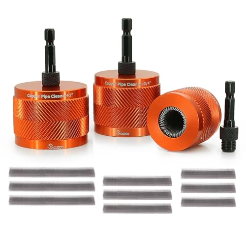Swozzto 12 34 1 Metal Copper Pipe Cleaner Setwith 14 Hex ShankEach Additional 2PCS Replaceable Blades are Providedfor Cleaning Rust Stains Paint on Copper Pipes and Various Metal Pipes - Image 1