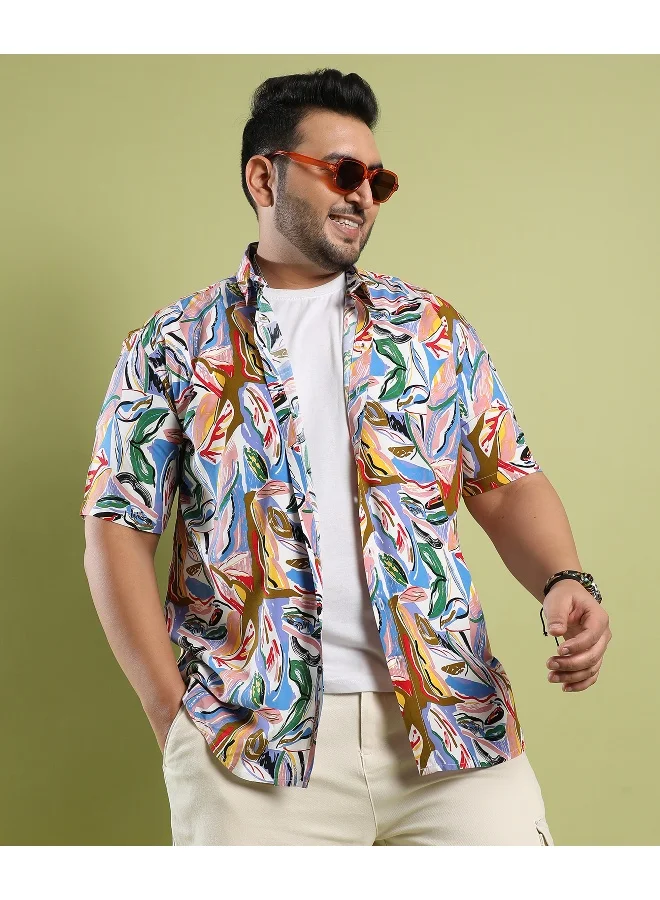 Instafab Plus Men's Multicolour Abstract Foilage Shirt