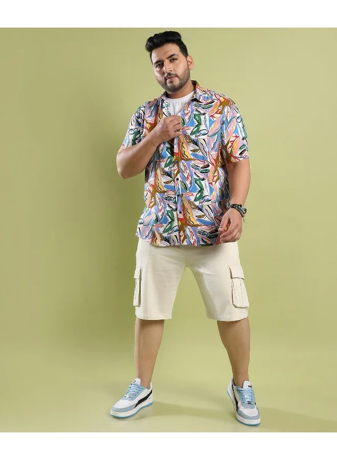 Instafab Plus Men's Multicolour Abstract Foilage Shirt
