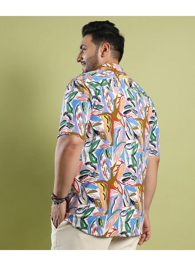 Instafab Plus Men's Multicolour Abstract Foilage Shirt