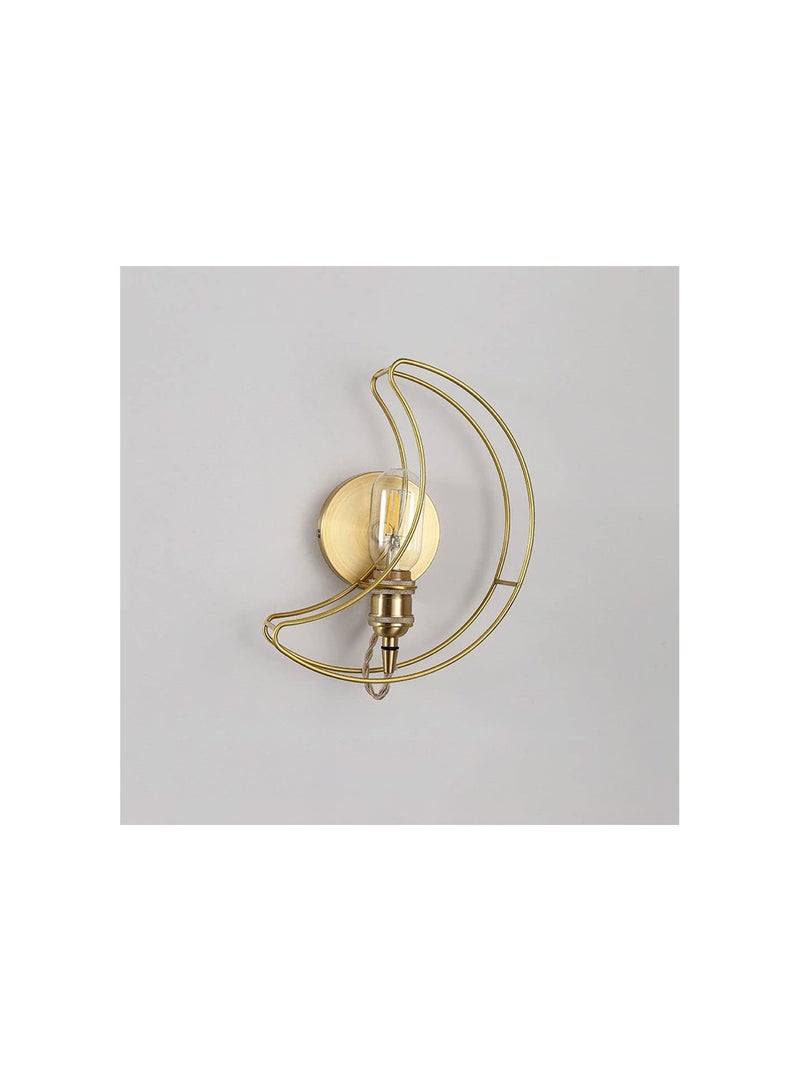 GGOOT Modern Bras Wall Light Moon Shape Copper Wall Mounted Light Fixture, E27 Nordic Wall Mounted Lamps for Living Room Stair Restaurant Office Bedroom Bedside Lighting - Image 1