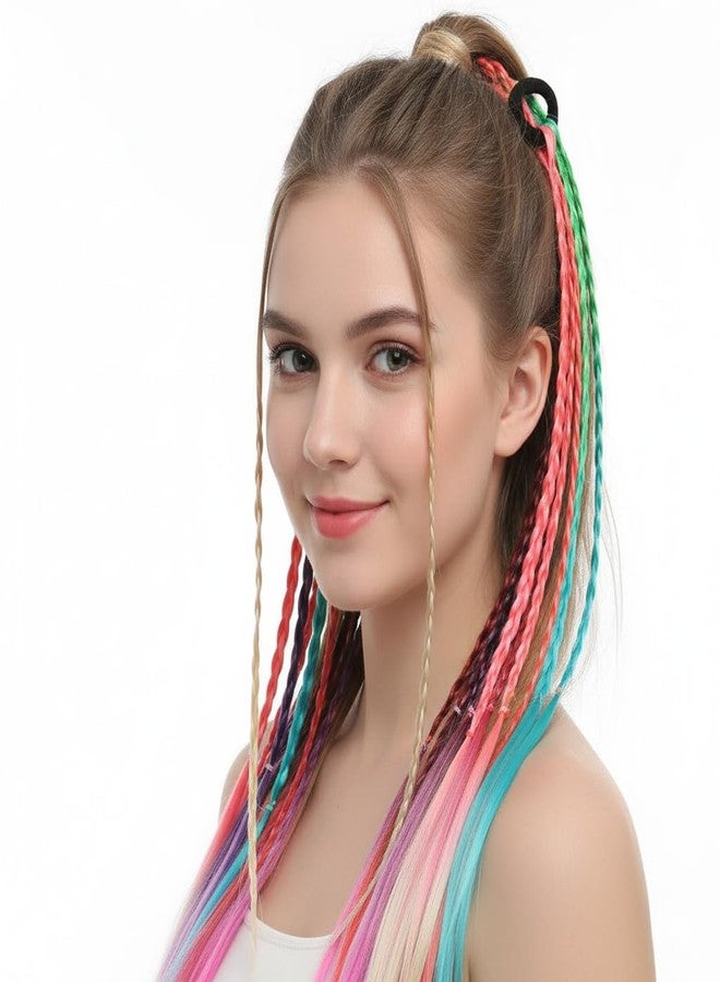ريتزكارت وصلات شعر مضفرة من ريتزكارت للنساء والفتيات والأطفال، بطول 10-12 بوصة، بأربعة ألوان مختلفة، مناسبة لعمل ذيل الحصان (عبوة من 4 قطع) - Image 3